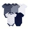 5-Piece Adorable Baby Girls Cotton Romper Set - Perfect for Newborns!