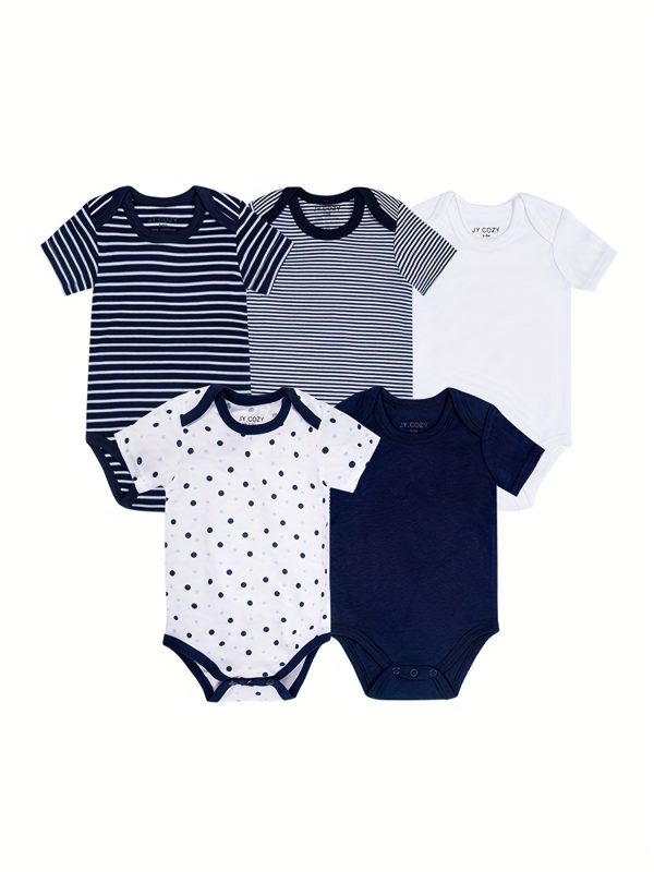 5-Piece Adorable Baby Girls Cotton Romper Set - Perfect for Newborns!