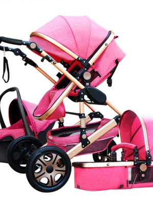 Luxury Fashion Baby Stroller 3 in 1 Foldable Infant Trolley,High Landscape Baby stroller Sit and Lie Baby Pushchair ,poussette